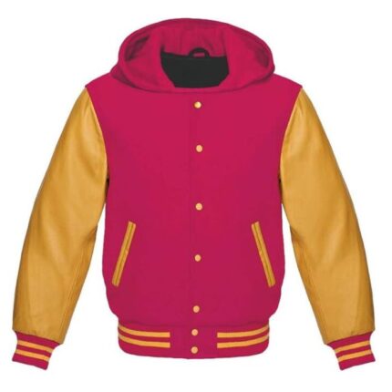 PINK AND GOLD VARSITY HOODIE