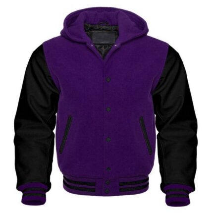 PURPLE AND BLACK VARSITY HOODIE