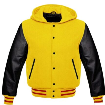 YELLOW AND BLACK VARSITY LETTERMAN HOODIE
