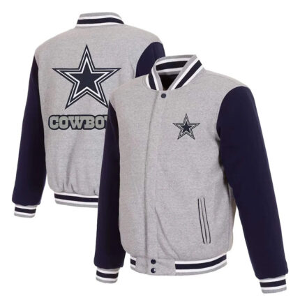 Dallas Cowboys Gray and Navy Varsity Wool Jacket