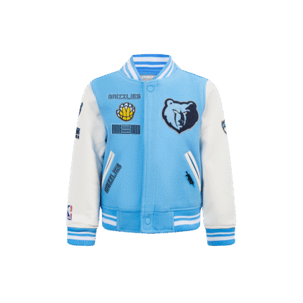 NBA MEMPHIS GRIZZLIES RETRO CLASSIC LITTLE BOYS RIB WOOL VARSITY JACKET (UNIVERSITY BLUE/WHITE)