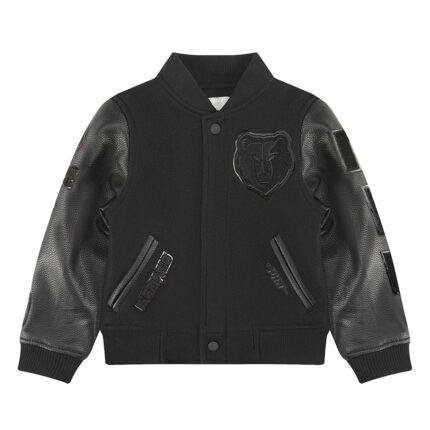 NBA MEMPHIS GRIZZLIES TRIPLE BLACK TODDLER BOYS WOOL VARSITY JACKET (JET BLACK)