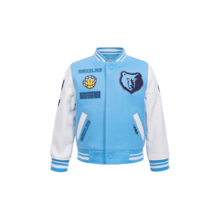 NBA MEMPHIS GRIZZLIES RETRO CLASSIC TODDLER BOYS RIB WOOL VARSITY JACKET (UNIVERSITY BLUE/WHITE)