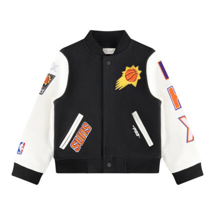 NBA PHOENIX SUNS CLASSIC BIG BOYS WOOL VARSITY JACKET (BLACK/WHITE)