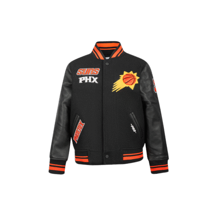 NBA PHOENIX SUNS RETRO CLASSIC LITTLE BOYS RIB WOOL VARSITY JACKET (BLACK/ORANGE)