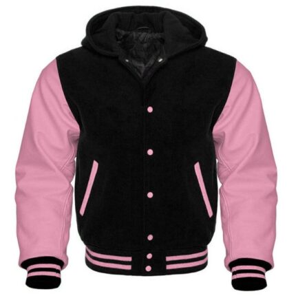 BLACK AND PINK VARSITY HOODIE