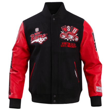 WINSTON-SALEM STATE UNIVERSITY HOMECOMING WOOL MEN'S VARSITY JACKE (BLACK/RED)