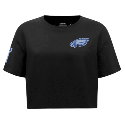 NFL PHILADELPHIA EAGLES VARSITY BLUES WOMEN'S BOXY TEE (BLACK)