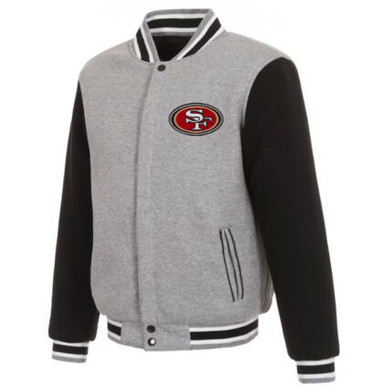 GRAY/BLACK SAN FRANCISCO 49ERS REVERSIBLE VARSITY JACKET