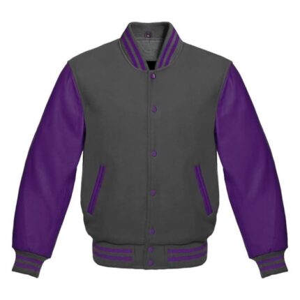 GREY AND PURPLE VARSITY JACKET
