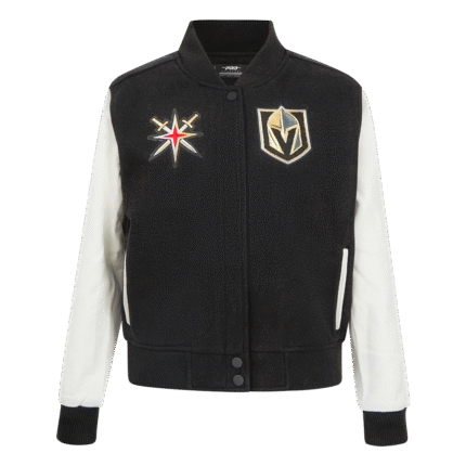 NHL VEGAS GOLDEN KNIGHTS CLASSIC WOMEN'S WOOL VARSITY JACKET (BLACK/WHITE)