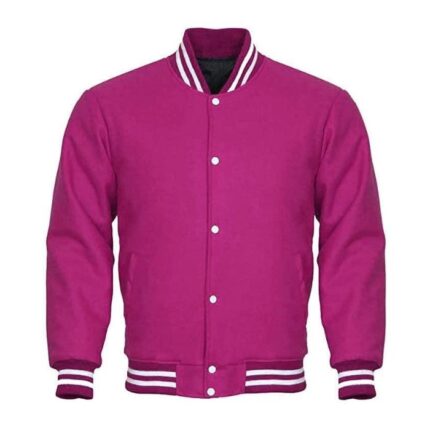 HOT PINK ALL WOOL VARSITY JACKET