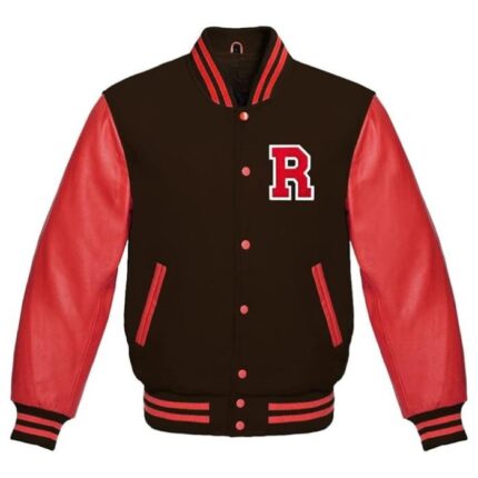 LETTER R VARSITY JACKET in BLACK/RED