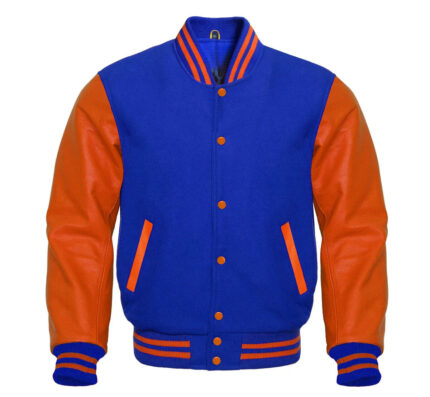 ORANGE AND BLUE VARSITY JACKET