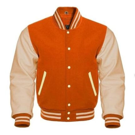 ORANGE AND CREAM VARSITY JACKET