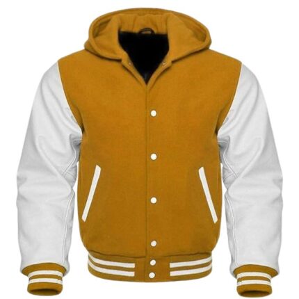 ORANGE AND WHITE VARSITY HOODIE