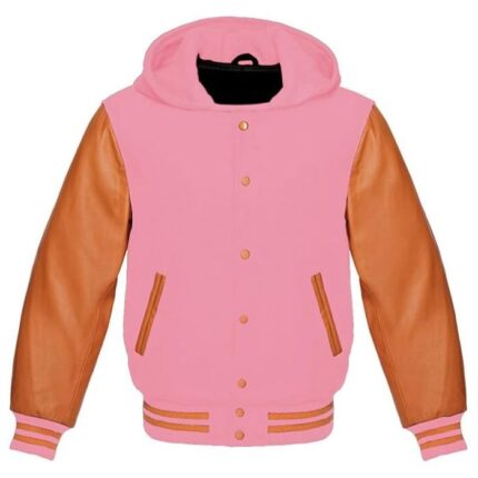 PINK AND BROWN VARSITY HOODIE