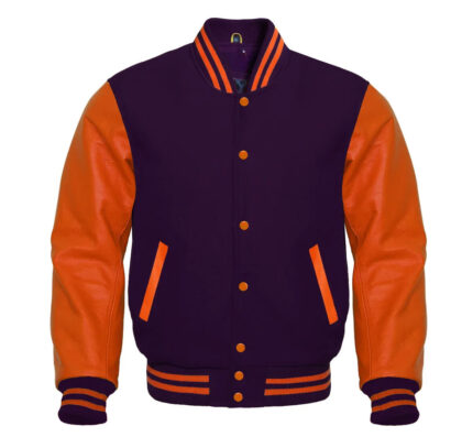 PURPLE AND ORANGE VARSITY JACKET