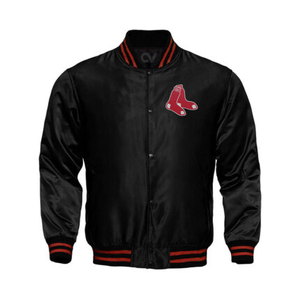 Boston Red Sox Starter Locker Room Satin Varsity Full-Snap Jacket – Black