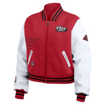 RED & WHITE SAN FRANCISCO 49ERS VARSITY FULL-ZIP JACKET