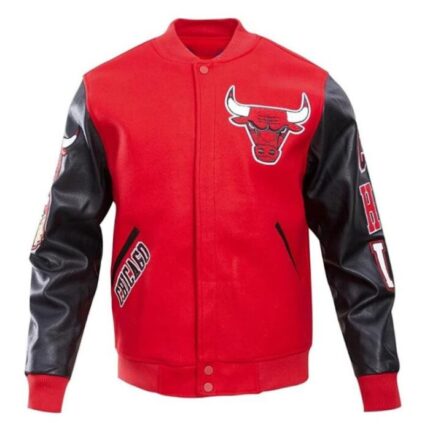 RED AND BLACK CHICAGO BULLS VARSITY JACKET