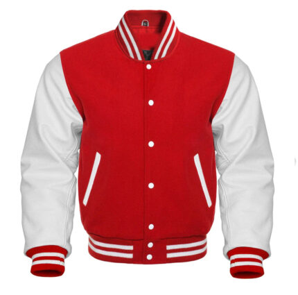 RED AND WHITE VARSITY JACKET