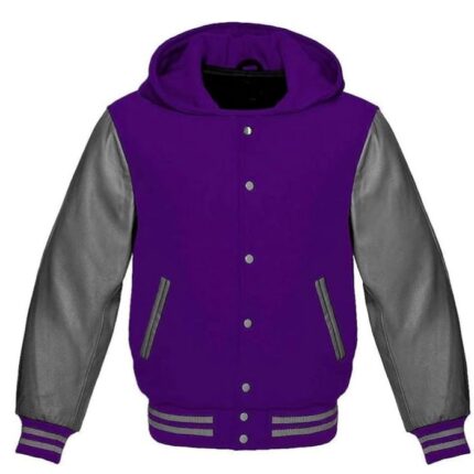 ROYAL BLUE AND GREY VARSITY HOODIE
