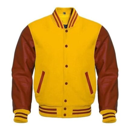 YELLOW AND BROWN VARSITY JACKET