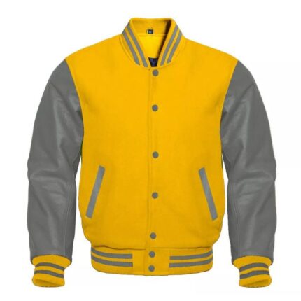 YELLOW AND GREY VARSITY JACKET