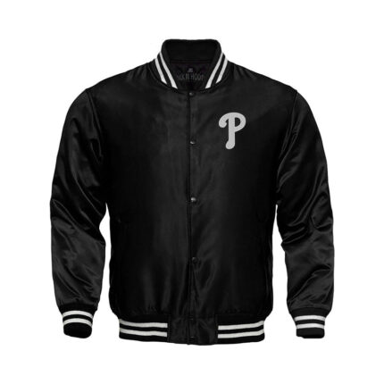 Philadelphia Phillies Starter Locker Room Satin Varsity Full-Snap Jacket – Black
